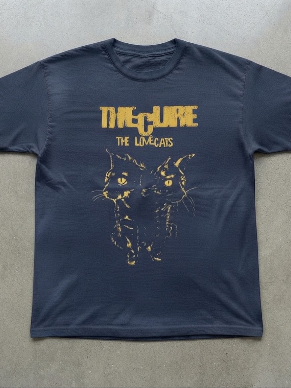 The Cure The Lovecats Navy Blue Graphic Tee Gildan T-Shirt